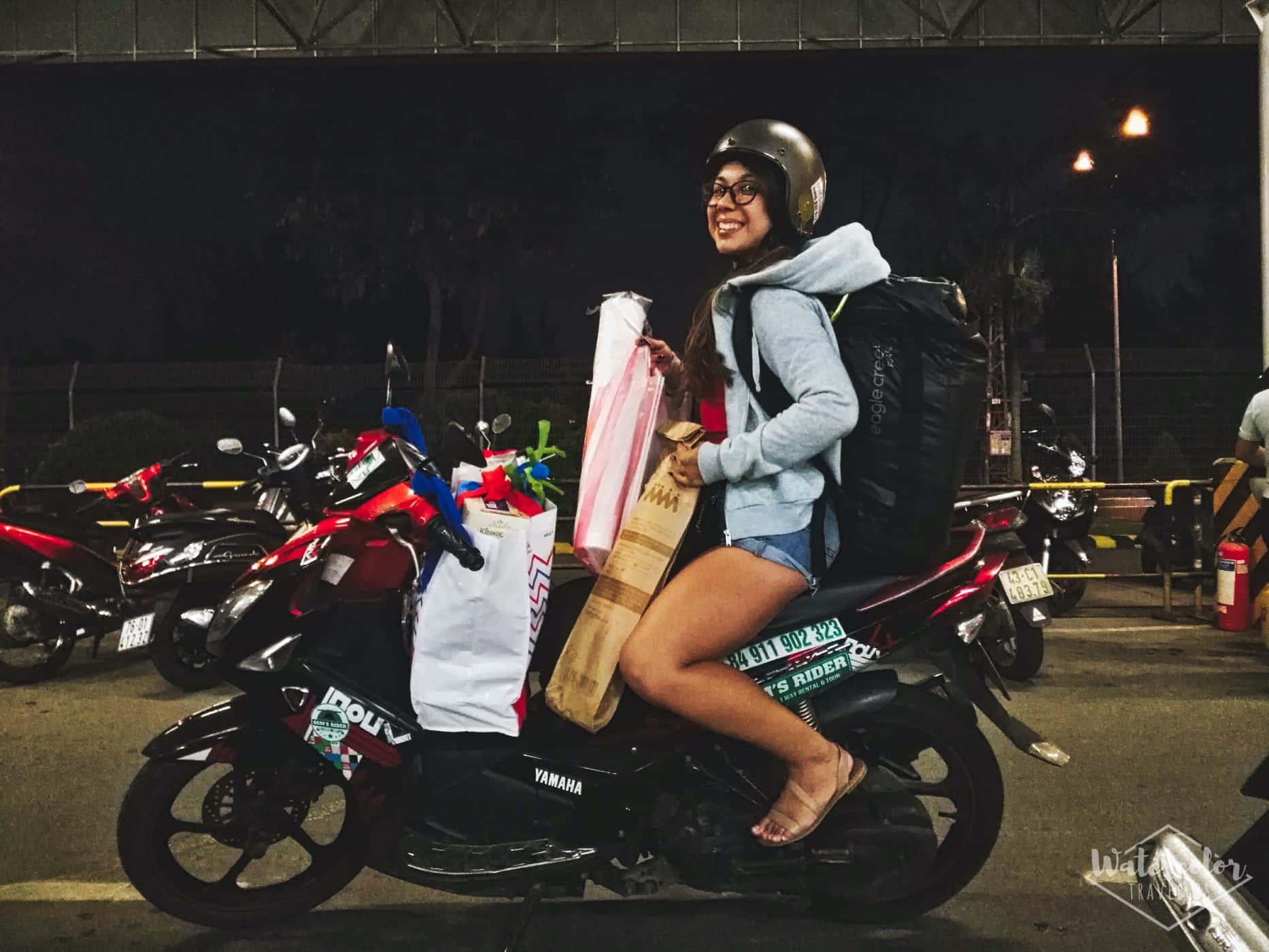 Yana on a motobike in Vietnam