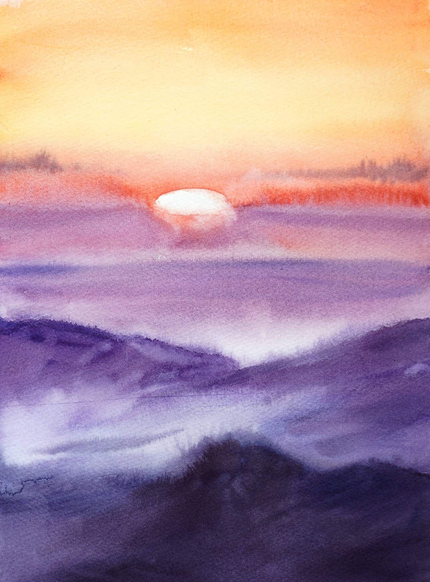Paint a sunset in watercolor