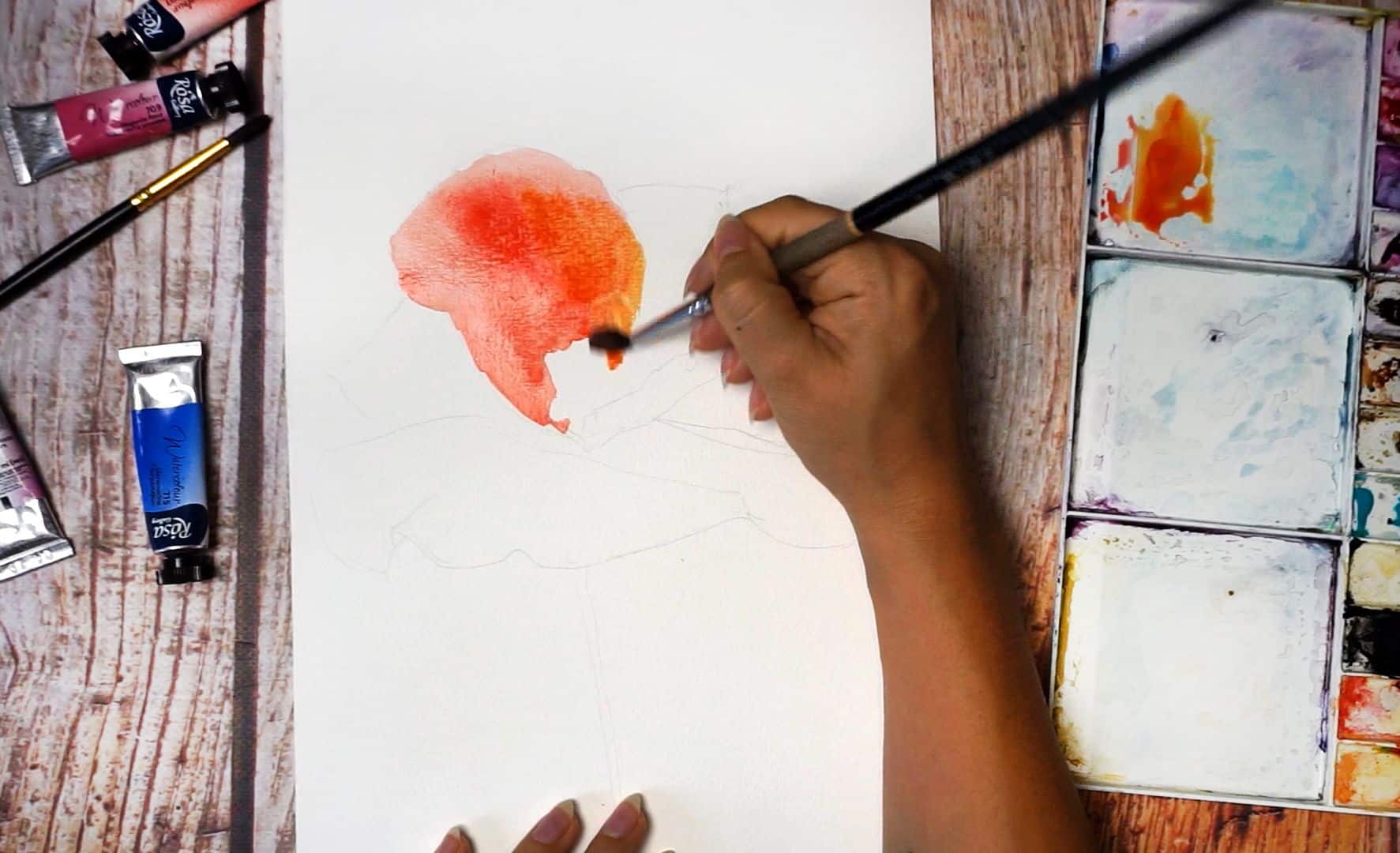 Paint a poppy flower with watercolor step by step 3