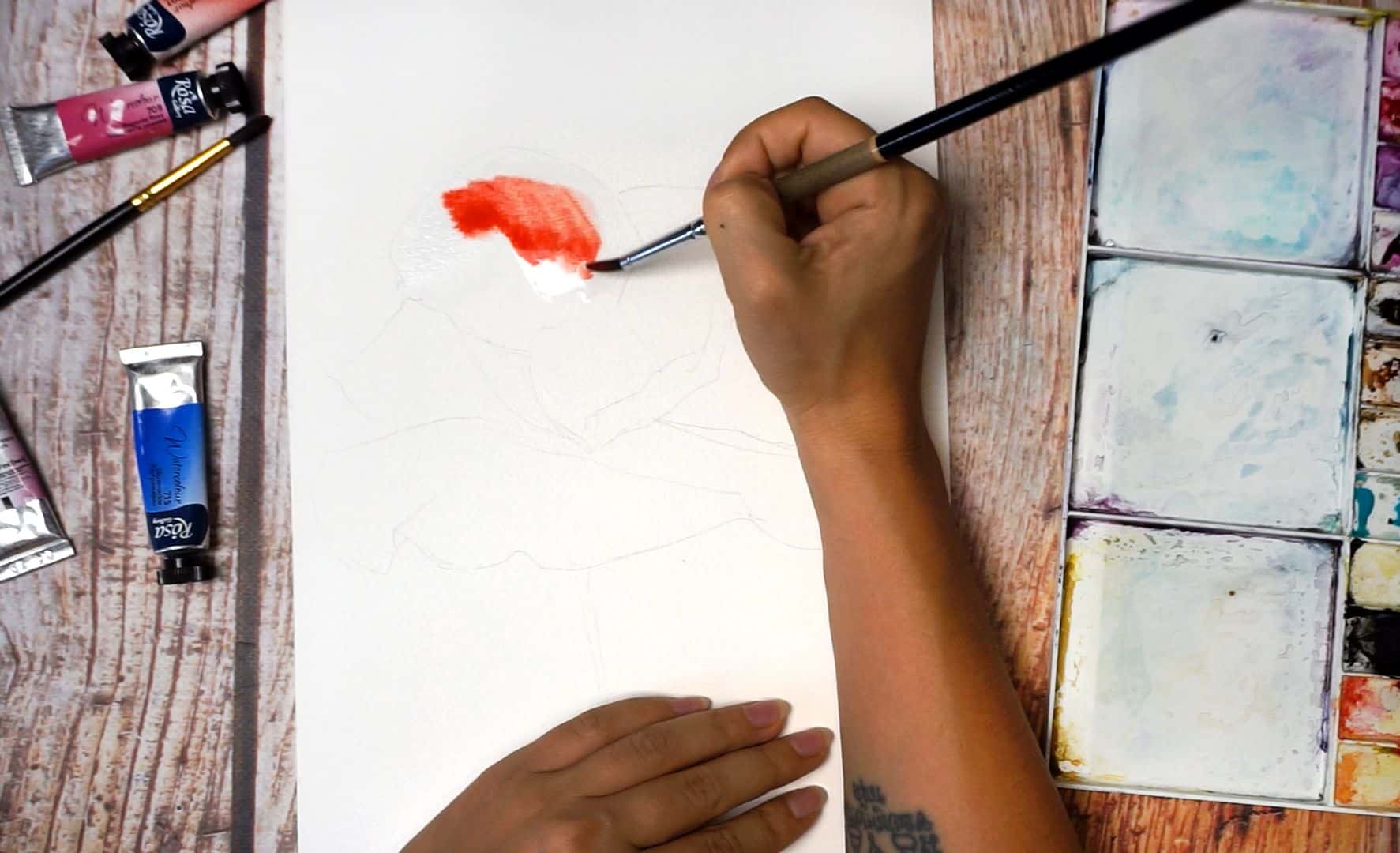 Paint a poppy flower with watercolor step by step 2