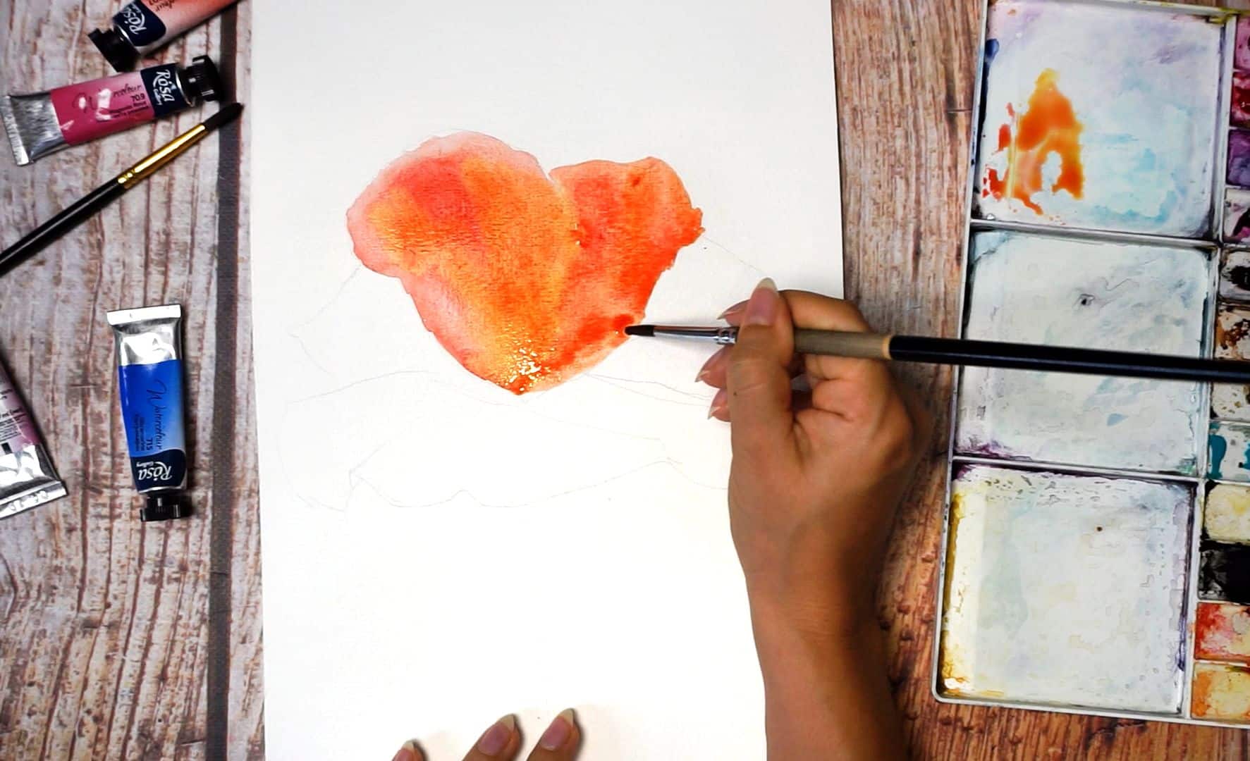 Paint a poppy flower with watercolor step by step 5