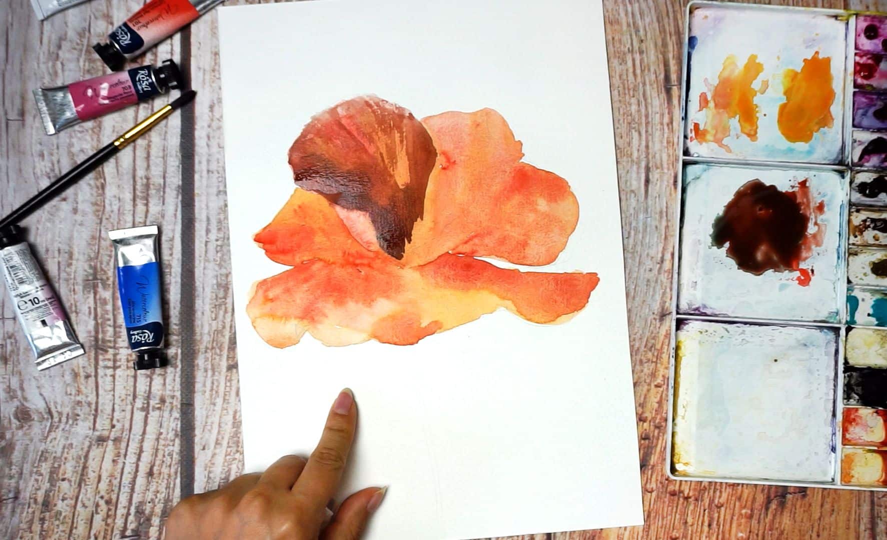 Paint a poppy flower with watercolor step by step 10