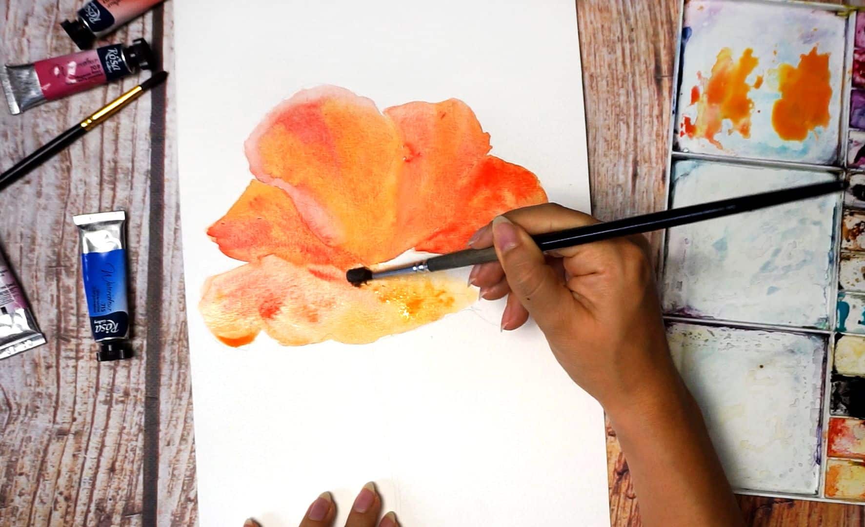 Paint a poppy flower with watercolor step by step 8